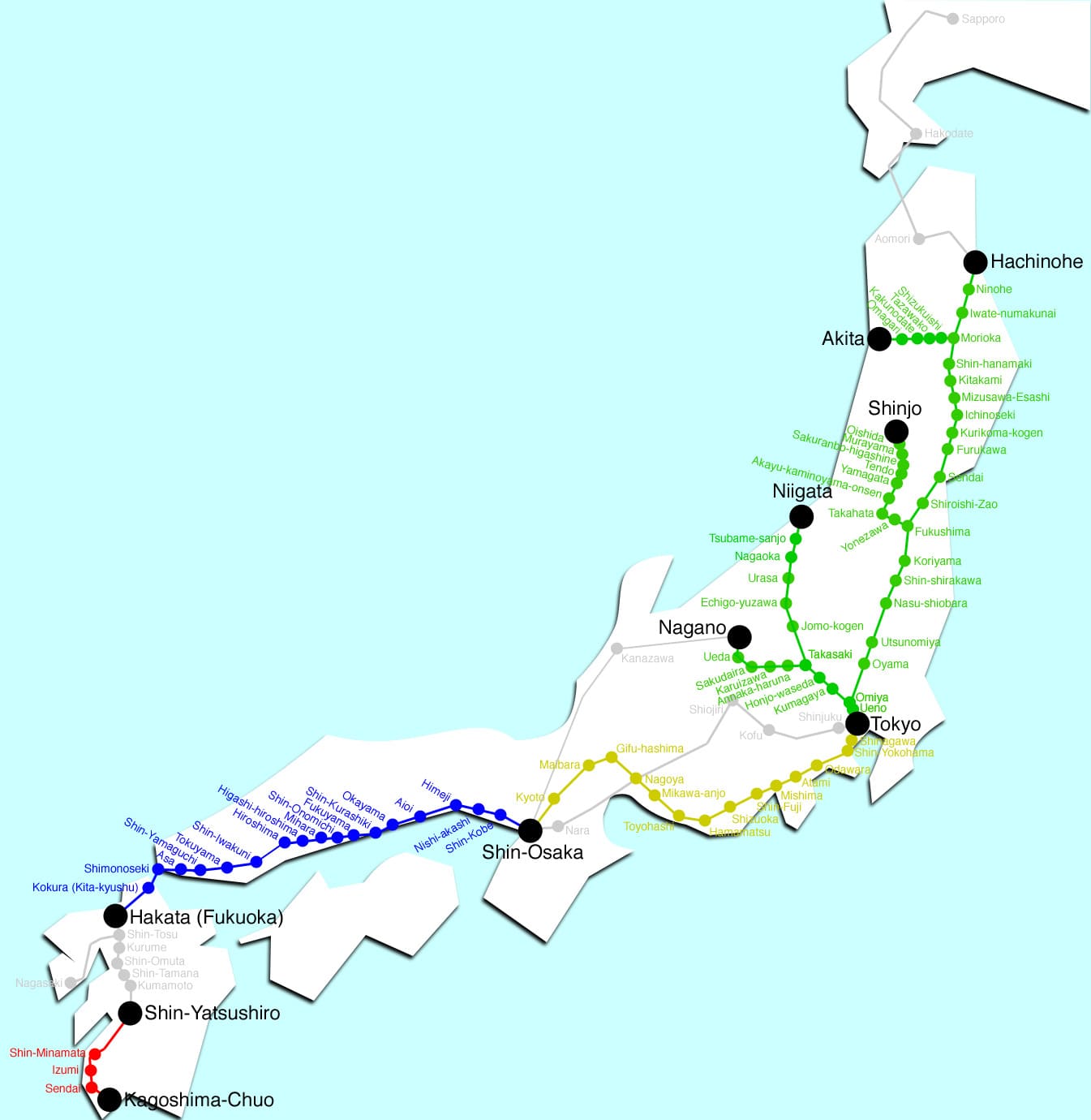 Mapa del Shinkansen