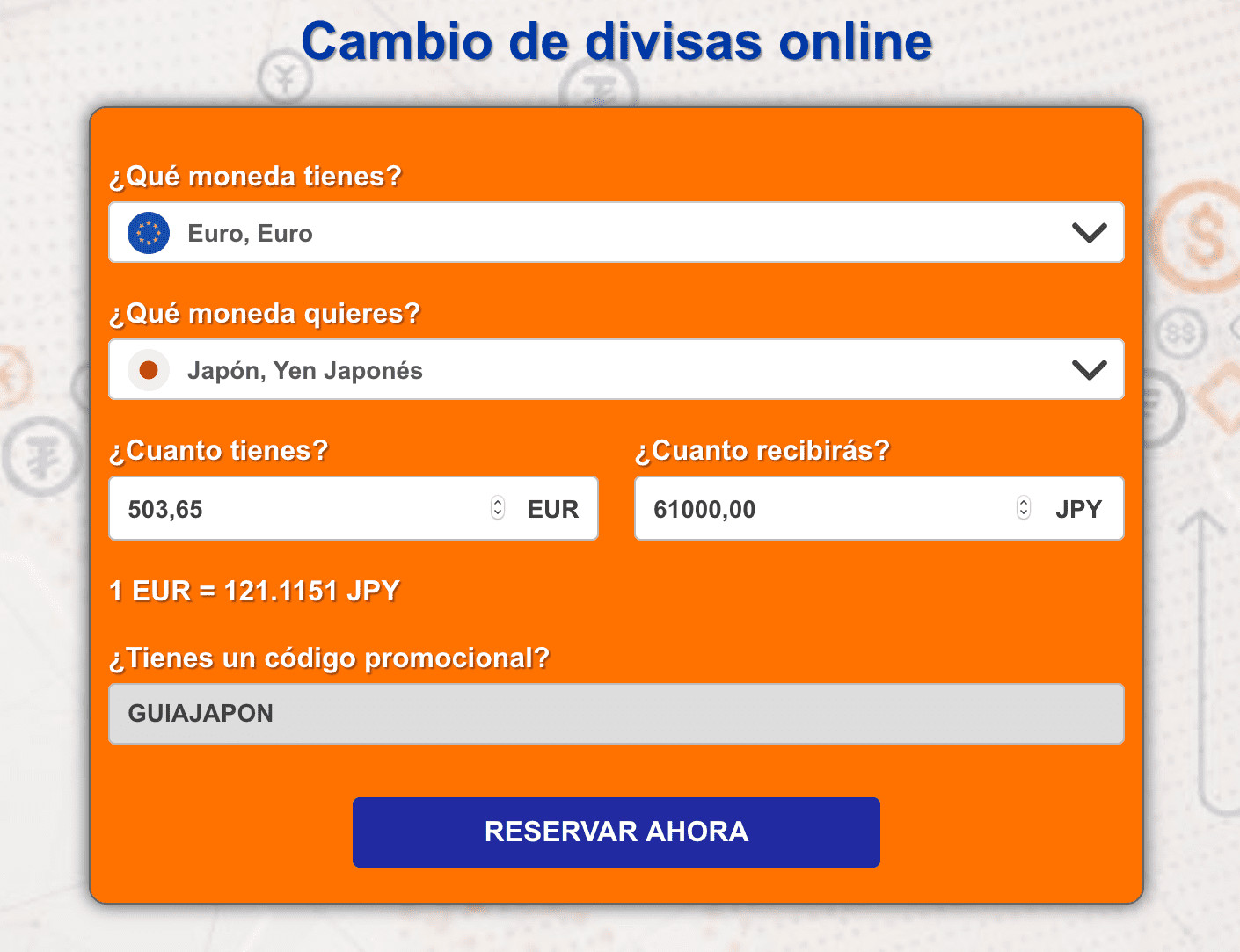 Cambio de divisas online: Pantallazo de Ría Cambio de Divisas 1